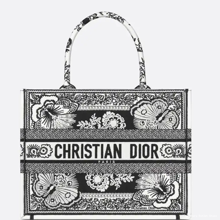 Dior Canvas Motif Butterfly Black Book Tote Bandana 0508 Hot Sale